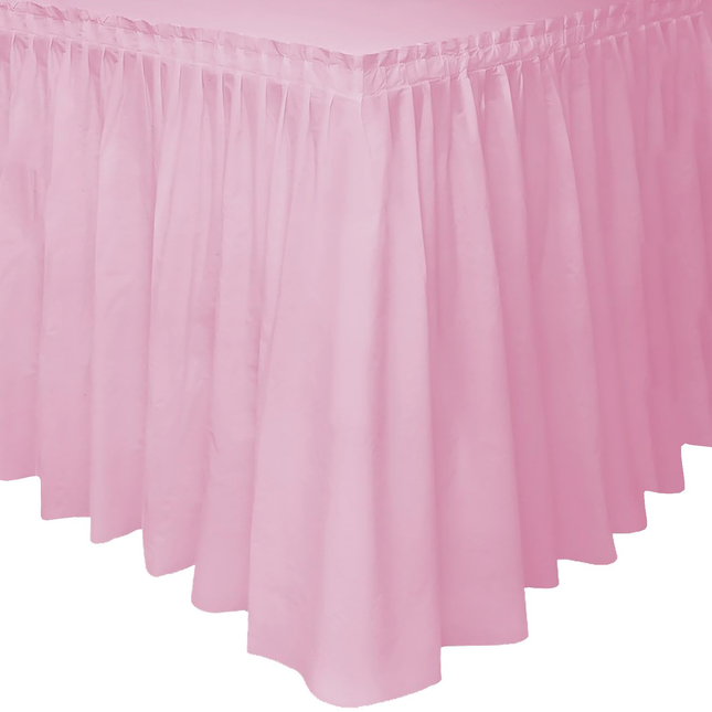 Lovely Pink Solid Plastic Table Skirt, 29" x 14 ft