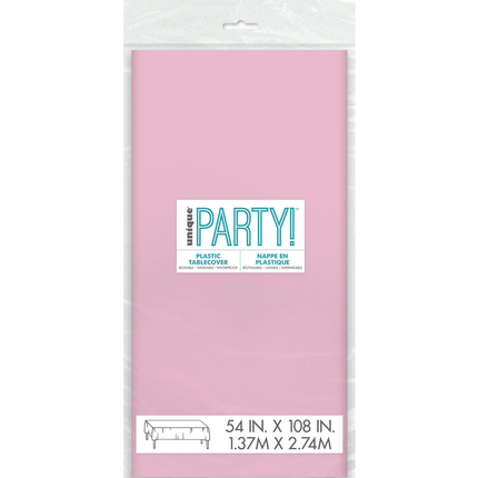 Lovely Pink Solid Rectangular Plastic Table Cover, 54" x 108"