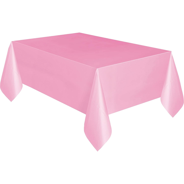 Lovely Pink Solid Rectangular Plastic Table Cover, 54" x 108"