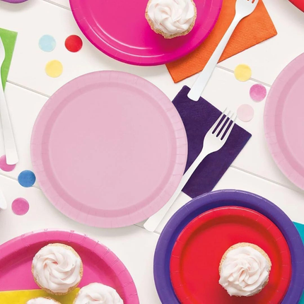 Lovely Pink Solid Round 9" Dinner Plates, 16ct