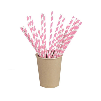 Lovely Pink Striped Paper Straws, 10ct