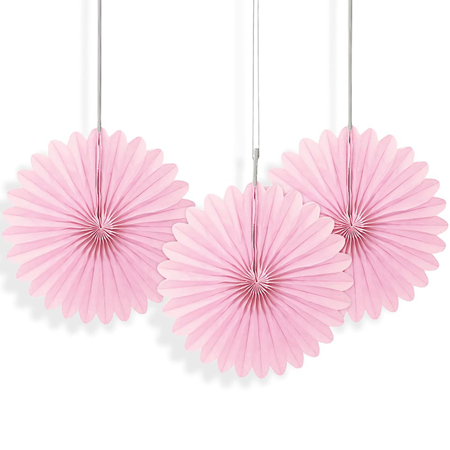 Lovely Pink Tissue Paper Fans 6", 3ct