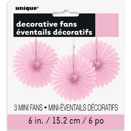 Lovely Pink Tissue Paper Fans 6", 3ct