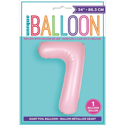 Matte Lovely Pink 7 Number Foil Balloon 34"
