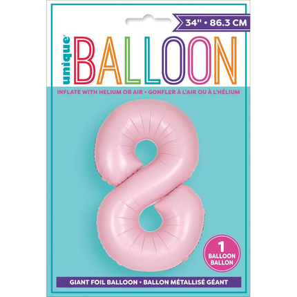 Matte Lovely Pink 8 Number Foil Balloon 34"
