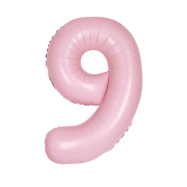 Matte Lovely Pink 9 Number Foil Balloon 34"