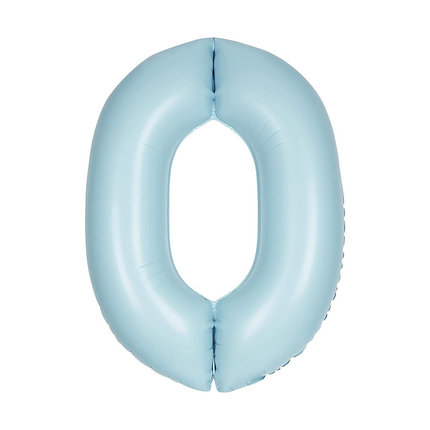 Matte Powder Blue 0 Number Foil Balloon 34"