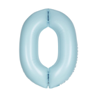 Matte Powder Blue 0 Number Foil Balloon 34