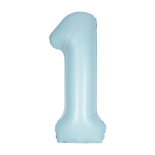 Matte Powder Blue 1 Number Foil Balloon 34"