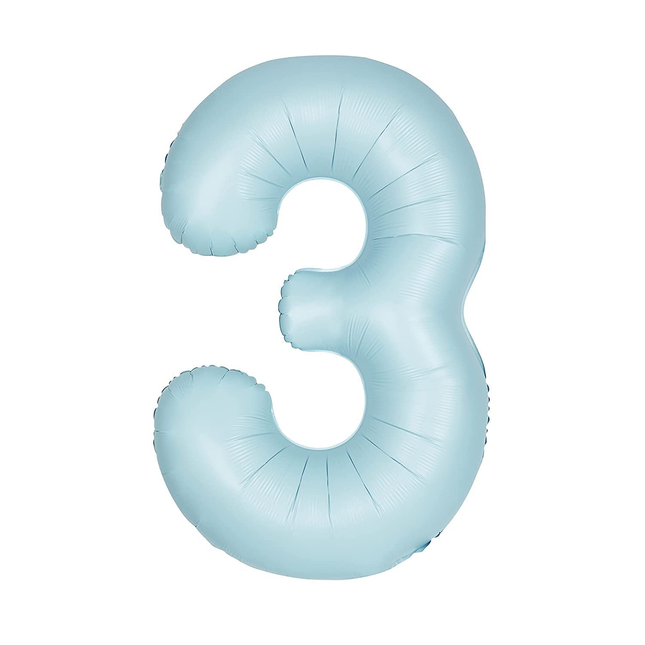 Matte Powder Blue 3 Number Foil Balloon 34"