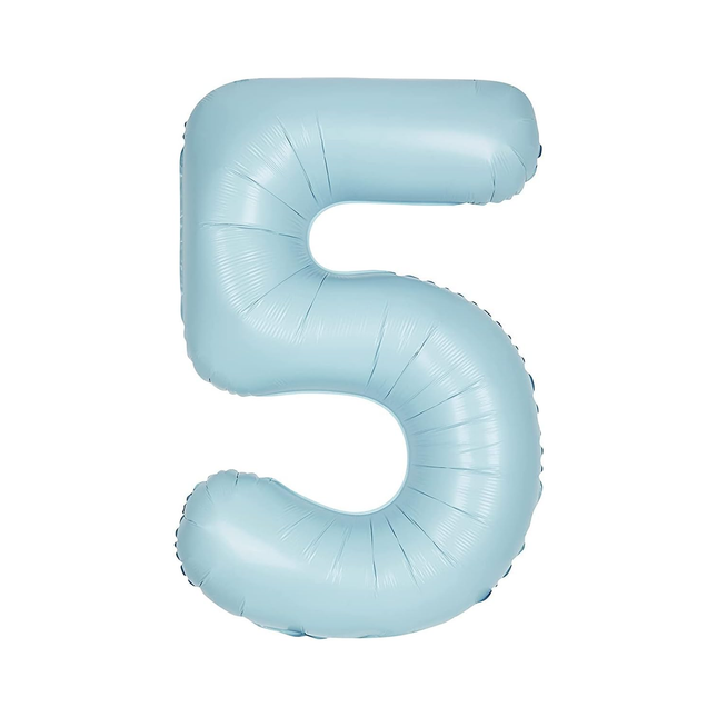 Matte Powder Blue 5 Number Foil Balloon 34"