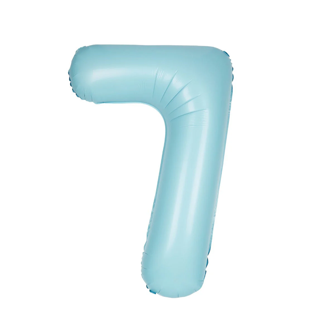 Matte Powder Blue 7 Number Foil Balloon 34"