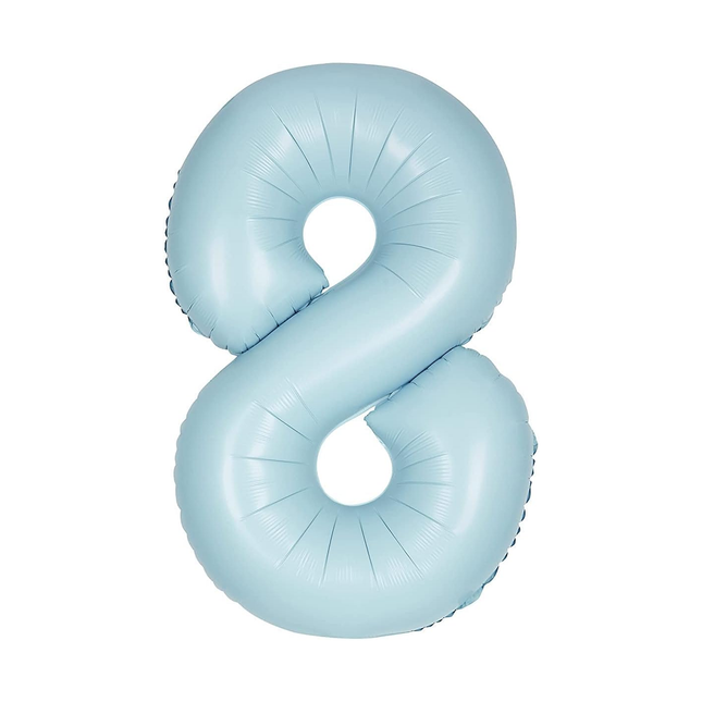 Matte Powder Blue 8 Number Foil Balloon 34"