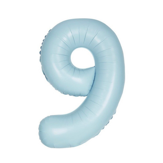 Matte Powder Blue 9 Number Foil Balloon 34"