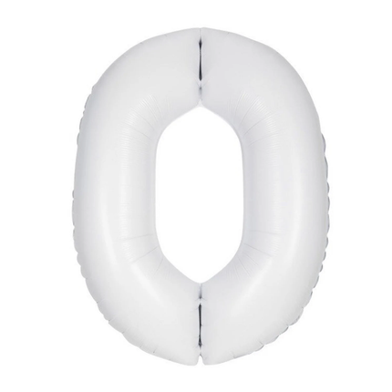 Matte White 0 Number Foil Balloon 34"