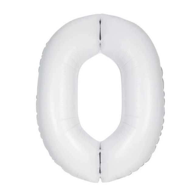 Matte White 0 Number Foil Balloon 34"