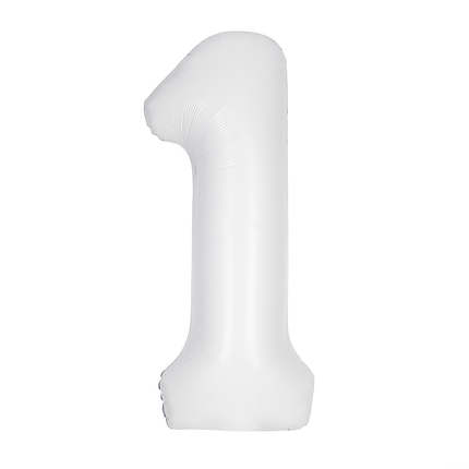 Matte White 1 Number Foil Balloon 34"