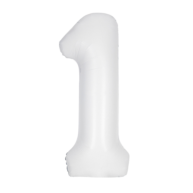 Matte White 1 Number Foil Balloon 34"