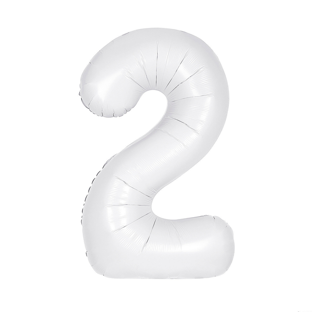 Matte White 2 Number Foil Balloon 34"