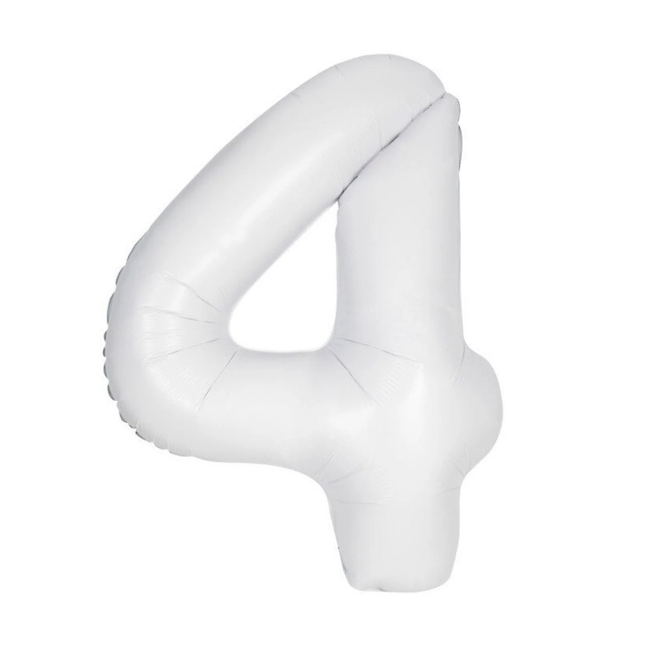 Matte White 4 Number Foil Balloon 34"