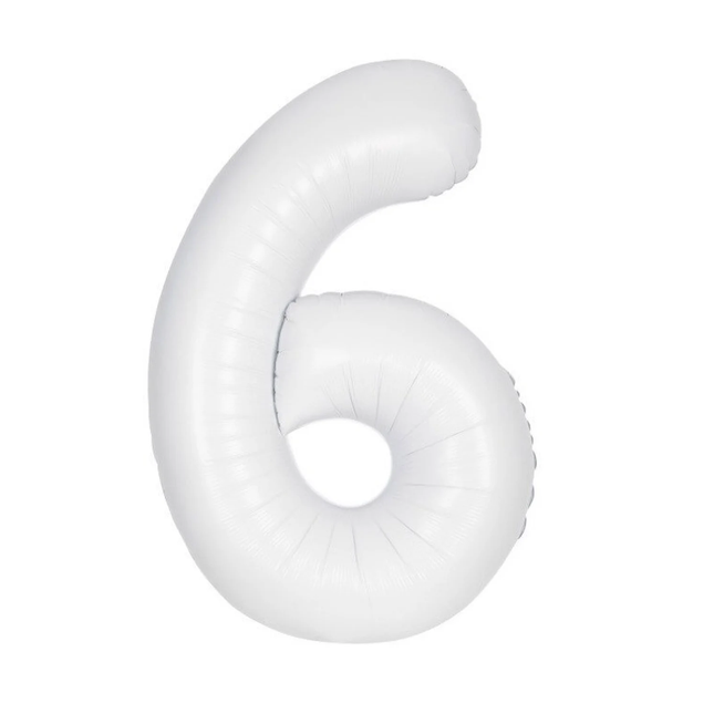 Matte White 6 Number Foil Balloon 34"