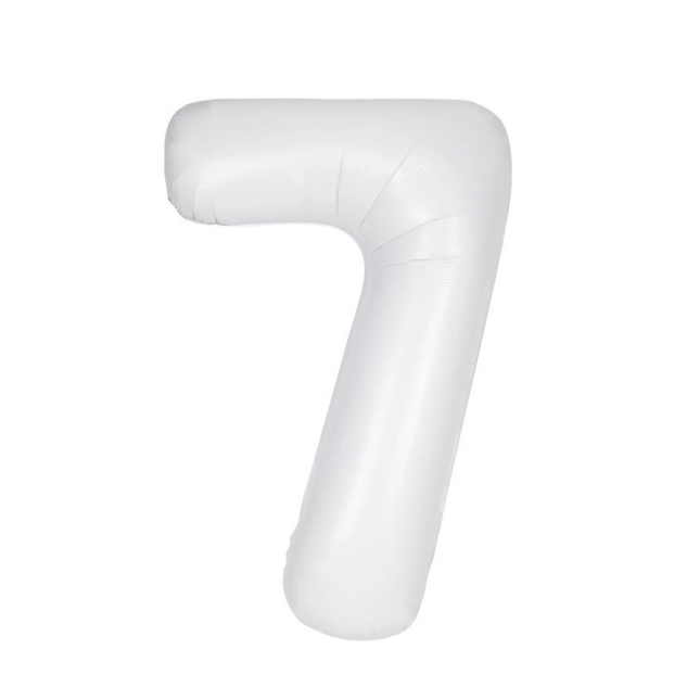 Matte White 7 Number Foil Balloon 34"