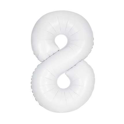 Matte White 8 Number Foil Balloon 34"