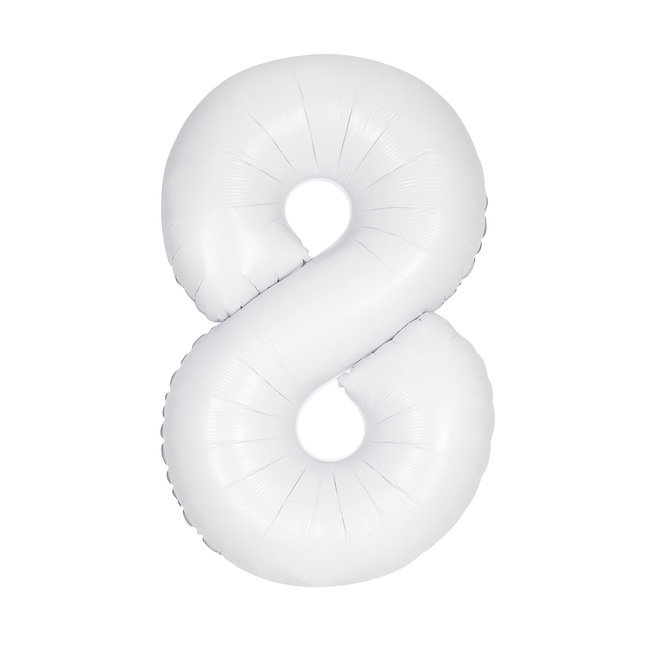 Matte White 8 Number Foil Balloon 34"