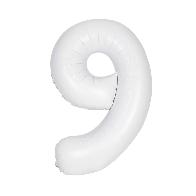 Matte White 9 Number Foil Balloon 34"