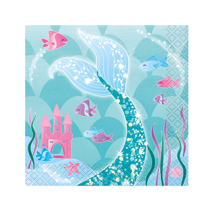 Mermaid Beverage Napkins, 16ct