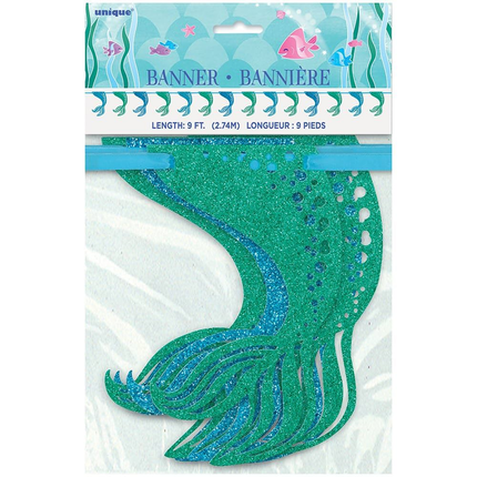 Mermaid Glitter Garland Banner, 9 ft