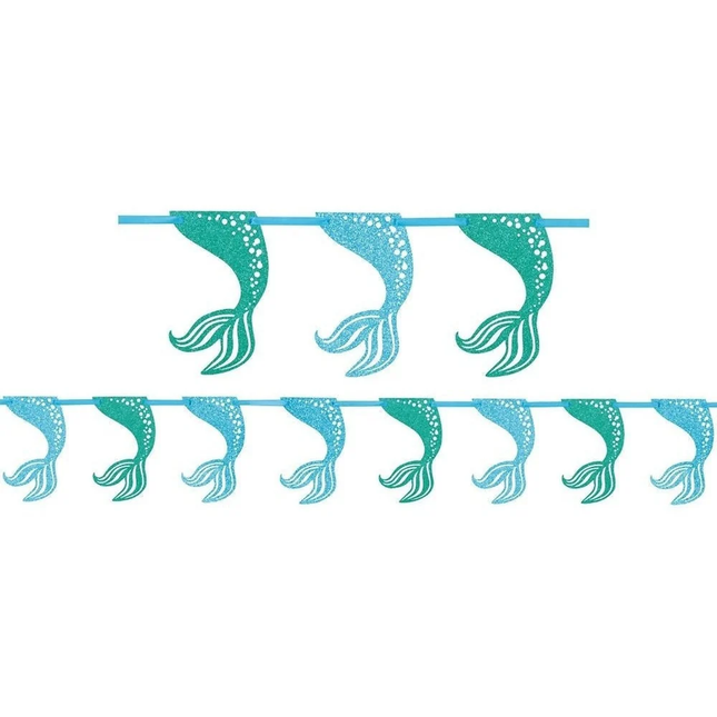 Mermaid Glitter Garland Banner, 9 ft
