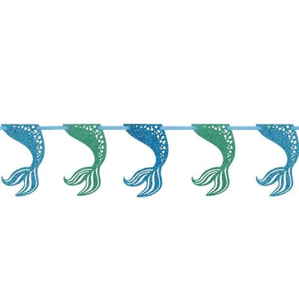 Mermaid Glitter Garland Banner, 9 ft