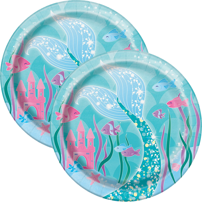Mermaid Round Dessert Plates 7", 8ct