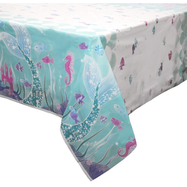 Mermaid Rectangular Plastic Table Cover, 54" x 84"