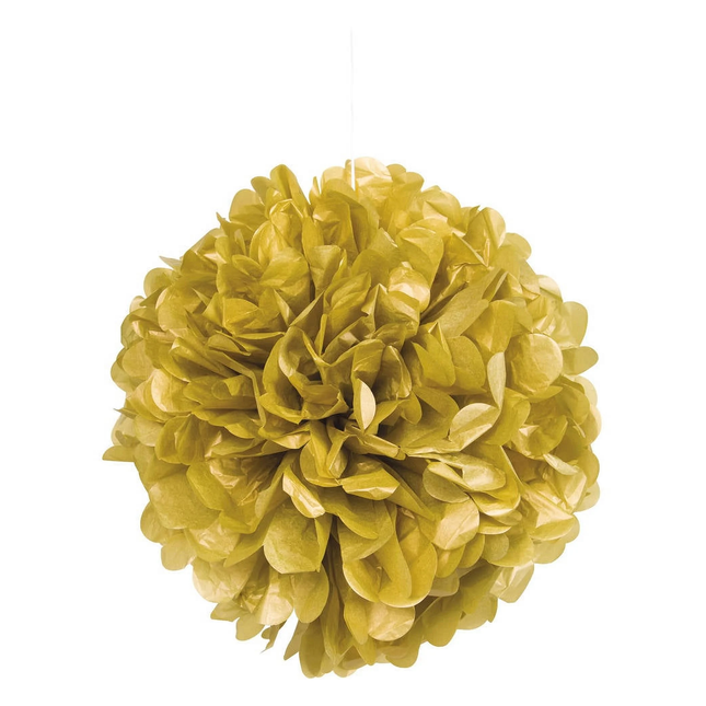 Metallic Gold Solid Hanging Tissue Pom Pom 16"