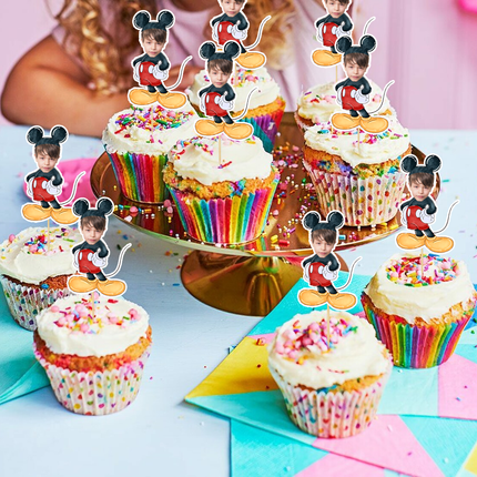 Mickey Mouse Custom Face Cupcake Toppers for Birthdays 10 ct