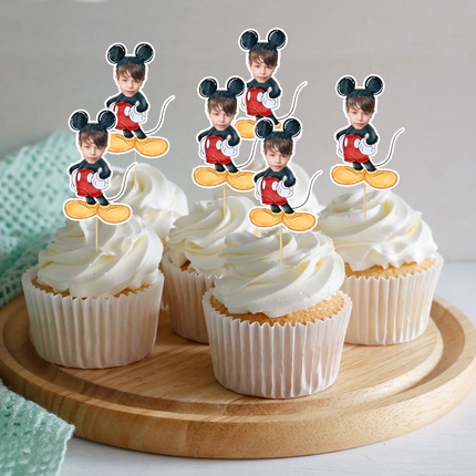 Mickey Mouse Custom Face Cupcake Toppers for Birthdays 10 ct