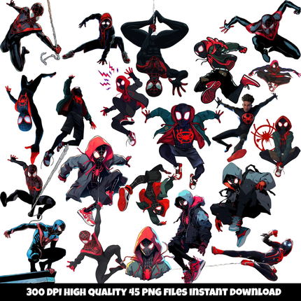 45 Miles Morales High Quality Clipart Png Files Instant Download
