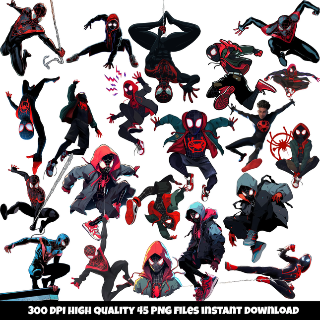 45 Miles Morales High Quality Clipart Png Files Instant Download
