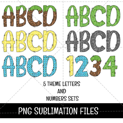 Minecraft Doodle Alphabet Letters PNG Bundle Instant Download