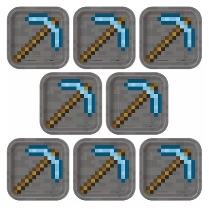 Minecraft Paper Party Snack Plates  7",  8 ct