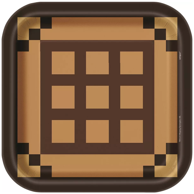 Minecraft™ Square Paper Party Dinner Plates  9" – 8 Count