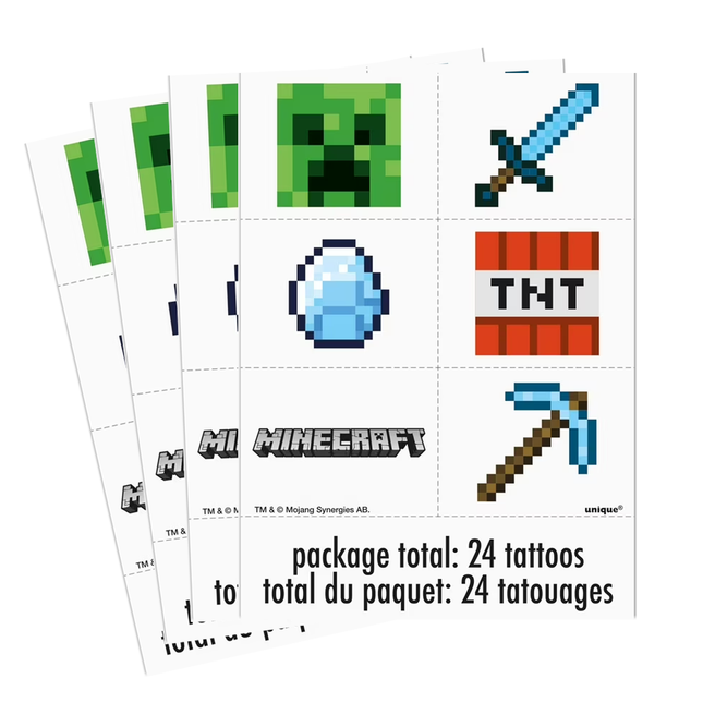 Minecraft Tattoos  4 Sheet - 24 Count