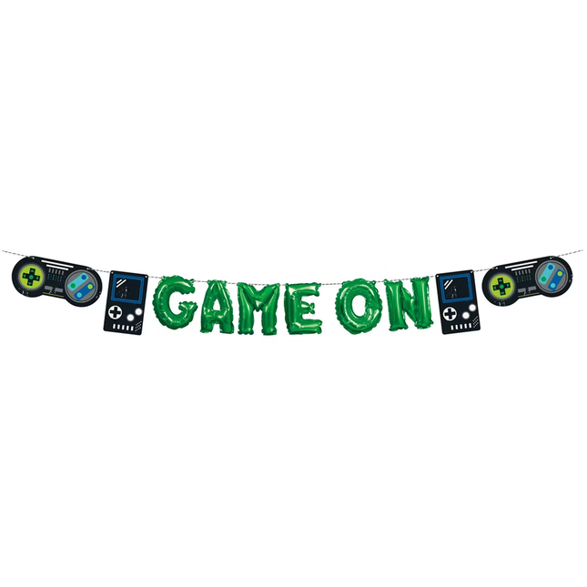 Mini Foil Gamer Birthday Balloon Banner Kit, 12 ft