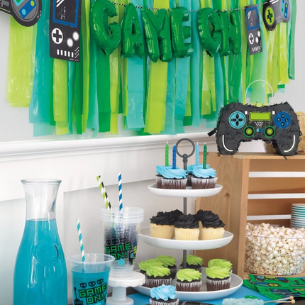 Mini Foil Gamer Birthday Balloon Banner Kit, 12 ft