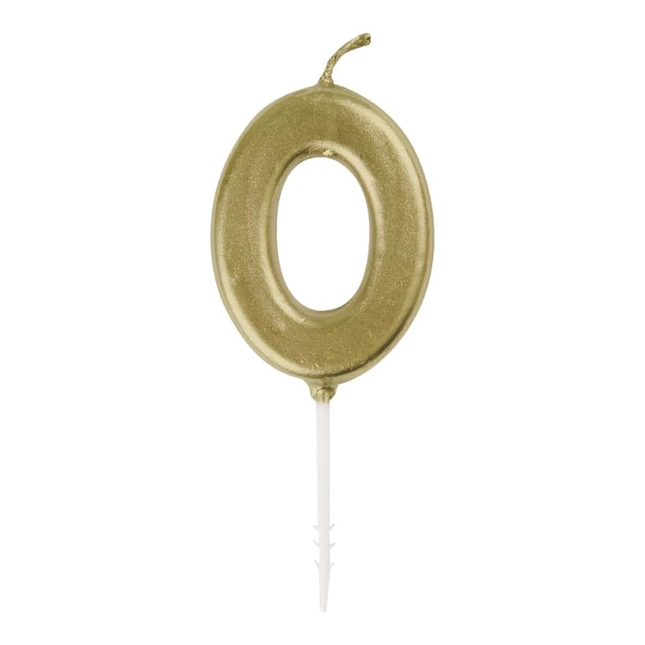 Mini Metallic Gold Number 0 Pick Birthday Candle