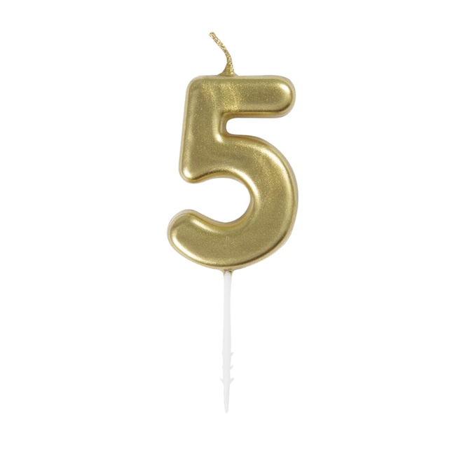Mini Metallic Gold Number 5 Pick Birthday Candle