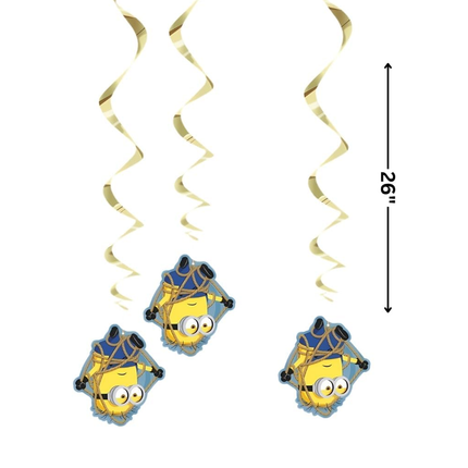 Minions Despicable Me Hanging Swirl Decorations 3 pcs