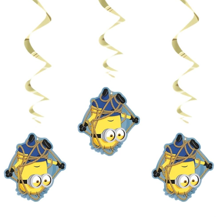 Minions Despicable Me Hanging Swirl Decorations 3 pcs
